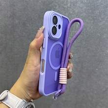 Jelly New Magnetic + Rope Compatible With Apple  14/15 Case 11 12 12 Pro 12 PM 13 13P 13 Pro Max 14 14 Pro 14 Pro Max 14 Plus 15 15 Pro 15 Plus 15 PM 16 16 Pro 16 Plus 16 Pro Max Phone Case - 淺紫色 - 查看 2