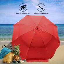Sombrilla para Playa portátil, sombrilla para Mesa de Jardin, terrazas, Patio, Aire Libre, Camping, Exteriores con Filtro Solar contra Rayos UV (2.15 m, Rojo) - 1 - Ver 6