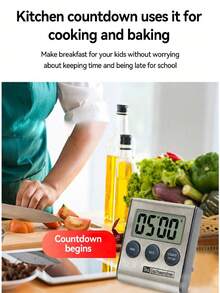 1pc Extra Loud Iron Face Electronic Timer, Kitchen Cooking Egg Timer, Student Time Management Countdown