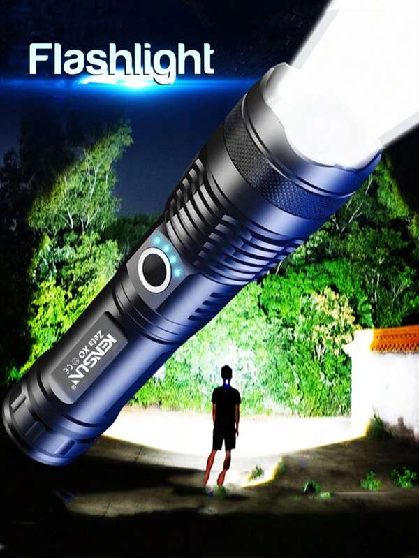 1PC Super Bright LED Flashlight USB Rechargeable Strong Light Tactical Torch With Built In Battery Outdoor Patrol Camping Emergency Lantern