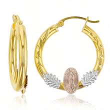 Elegant Jewelry Accessories, Chic Round Earrings, Tri-Color Pattern Hoop Earrings, Perfect Holiday Gift For Women