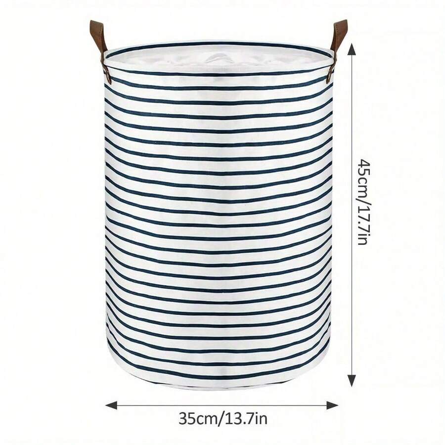 Large Laundry Basket With Storage Organiser Nursery Laundry Clothes Storage - Blue Stripes S - View 1