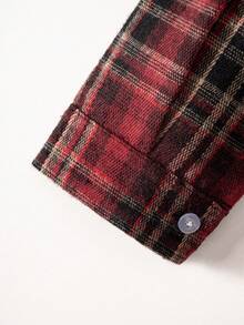 小男孩经典街头休闲红黑格子长袖衬衫