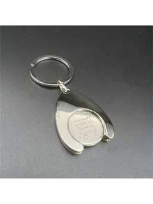 1pc Detachable Shopping Cart Keychain - Convenient Keyring, Portable Keychain, Supermarket Trolley Coin Holder, Suitable For Car, Backpack And Handbag - Perfect Gift For Birthday, Party And Holiday, Great Gift For Family, Friends Or Lover, Even Christmas Gift - Silver - View 5