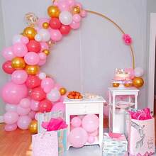 Juego de globos rosados – 12 pulgadas de metal, rosa claro y látex blanco, macarón pastel, decoración de fiesta para niñas y mujeres, cumpleaños, boda, baby shower, día de San Valentín kit de globos rosa metálico, rosa claro y blanco estilo macaron de 12", perfecto para decorar fiestas femeninas, baby showers, bodas y San Valentín con un toque dulce y delicado - Oro rosa - Ver 5