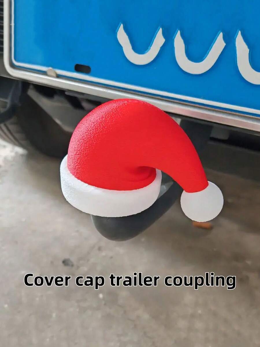 1pc Christmas Trailer Hitch Cover With Santa Hat Design - Heavy Duty Dust And Snow Protection For 1.97 Inch/50mm Ball Hitch, Red & White Striped Trailer Hitch Receiver Cover With Black Tip - Compatible With Towing, RV, Truck, Car - Easy Installation, Holiday Decor, Towing Accessory, Fun Automotive Trailer Hitch Ball Cover, White Lining For Secure Fit, Suitable For Holiday Season And Year-Round Use, RV Accessory, Reinforced Structure, Weather-Resistant Material