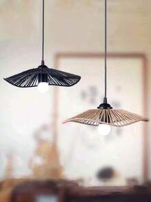1 قطعة غطاء إضاءة معلق منسوج، إضاءة معلقة يدوية منسوجة بسيطة طبيعية، غطاء إضاءة معلقة من الخيزران، إضاءة معلقة إبداعية بطراز المزرعة، إضاءة معلقة بشكل شنادير من الخيزران