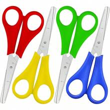 Scissors 5 Inch, 4 Pack Safety Tip School Scissors, Stainless Steel, Assorted Colors, Left Or Right Handed - 4 計數 - 查看 1
