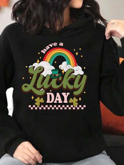 Sudadera con capucha de impresión del Día de San Patricio para mujeres, de manga larga con cordón y bolsillos, suave, perfecta para uso diario casual y actividades al aire libre