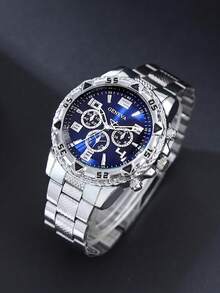 8件套男士金银商务时尚腕表套装，包含两套首饰和两块手表，锌合金表带，大圆形表盘，适合作为礼物、宴会、派对、圣诞节和万圣节礼物。 - 8件 - 查看 9