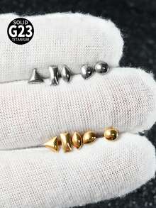 1件 G23 钛金属几何唇钉 内螺纹 三角形/圆形 耳廓 耳骨 耳软骨 耳轮耳环 身体穿刺饰品 - 如圖 - 查看 9