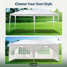 10x20' Outdoor Garden Gazebo Wedding Party Tent Canopy Marquee With 6 Removable  Sidewalls- PE Wedding & Party Gazebo, Ideal For Backyard, Events, Camping, Picnic, Garden Pavilion - Trắng + Kim loại - Xem 4