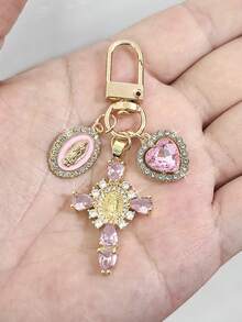 1 pieza Elegante llavero y anillo de llaves con forma de corazón de metal con circonita, regalo perfecto para amigos, maestros, novias, esposas, madres