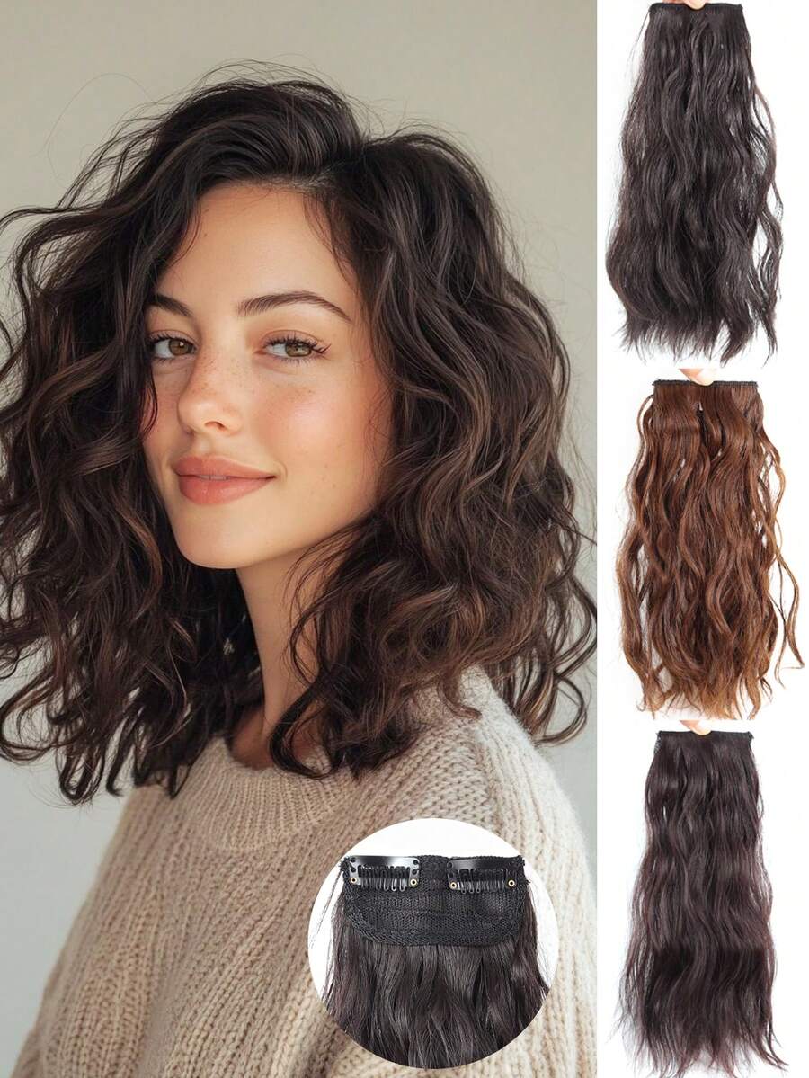 25厘米/35厘米合成发卷发迷你发垫头发黑棕色深棕色接发女士接发蓬松发垫