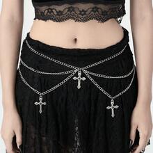 Punk Gothic Steampunk Cross Waist Chain, JK Accessory Skirt Chain, Subculture Waist Belt, Y2K