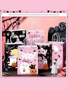 12/24/36 buc Pungi de ambalare cu model de dovleac fantomă drăguț de Halloween, Pungi de cadou colorate cu mânere, Potrivite pentru cadouri de Halloween, Cadouri de petrecere, Pungi de cadouri cu amănuntul, Pungi de cumpărături, Pungi de cadouri pentru petreceri de familie și prieteni, Pungi de cadouri cu atmosferă de Halloween, Cadouri rafinate de înaltă calitate pentru bomboane de Halloween - Multicolor - Vizualizare 3