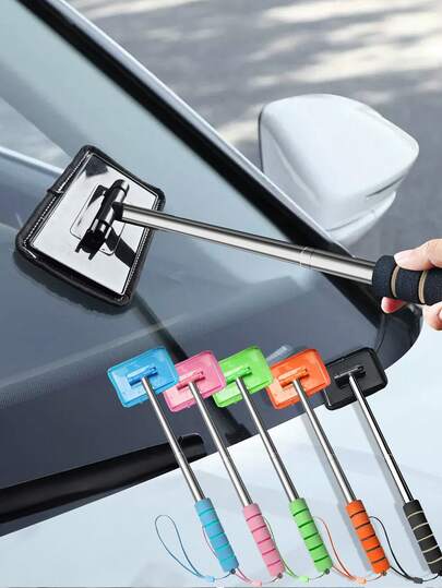 Windshield Cleaner Tool With Microfiber Cloths | Detachable Handle Car Window Wiper Brush For Interior & Exterior Glass | Choose 1, 3, Or 5 Cloth Pack For Your Car Cleaning Kit