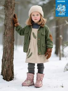 A Pair Winter Boots For Kids Girl Warm Plush Lining Waterproof Anti-Slip Snow Boots For Kids Girl Slip-On Design Suitable For Toddlers And Older Kids. Ideal For Snow Play, Rainy Day Outings, School, And Daily Casual Occasions.