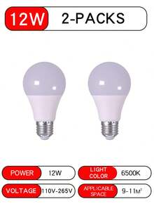 2/4/6/8颗装 7W/9W/12W/15W E27 LED灯泡，相当于100W白炽灯，6500K色温，暖白光/冷白光可选，220°光束角，1100流明，不可调光，E26灯头，UL认证 - 白色 - 查看 23