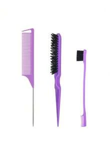 3pcs/Set Kids Hair Styling Tools, Include Hair Comb, Eyebrow Brush, Color Streak Brush