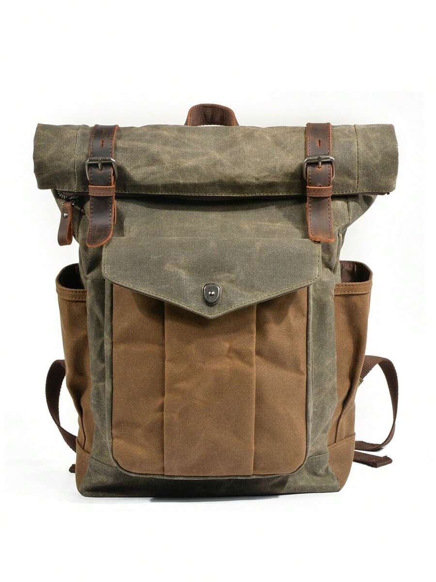 Mochila estilo vintage americano, mochila de regalo para vacaciones, bolsa de lona encerada, bolsa de lona casual para viajes, senderismo y portátil