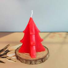 1pc, Handmade Christmas Tree Shaped Scented Candles, Slight Color Difference, Suitable For Home Decor, Restaurant, Birthday, Party, Bathroom Aromatherapy Christmas Decorations Room Decor, Christmas Gifts