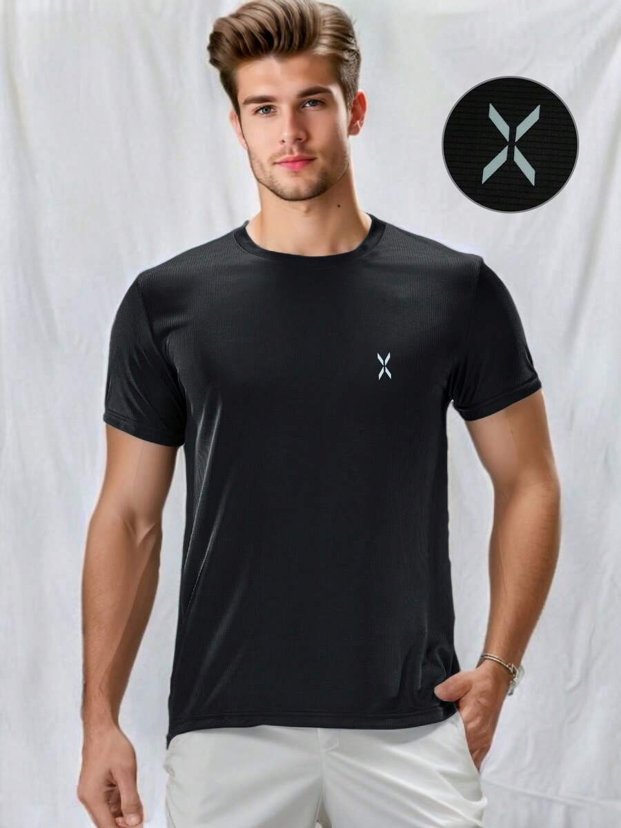 Men's Fitness Sports Clothing Running Casual Slim Fit Gym T-Shirt, Short Sleeve Activewear