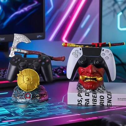 1pc Skull Warrior Sword Handle Game Controller Stand, Premium Desk Decor