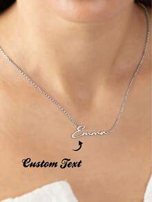 Personalized Name Necklace For Women, Fashionable Jewelry, Stainless Steel Nameplate Pendant Necklace, Gift For Best Friend - Platinum-1 - View 2