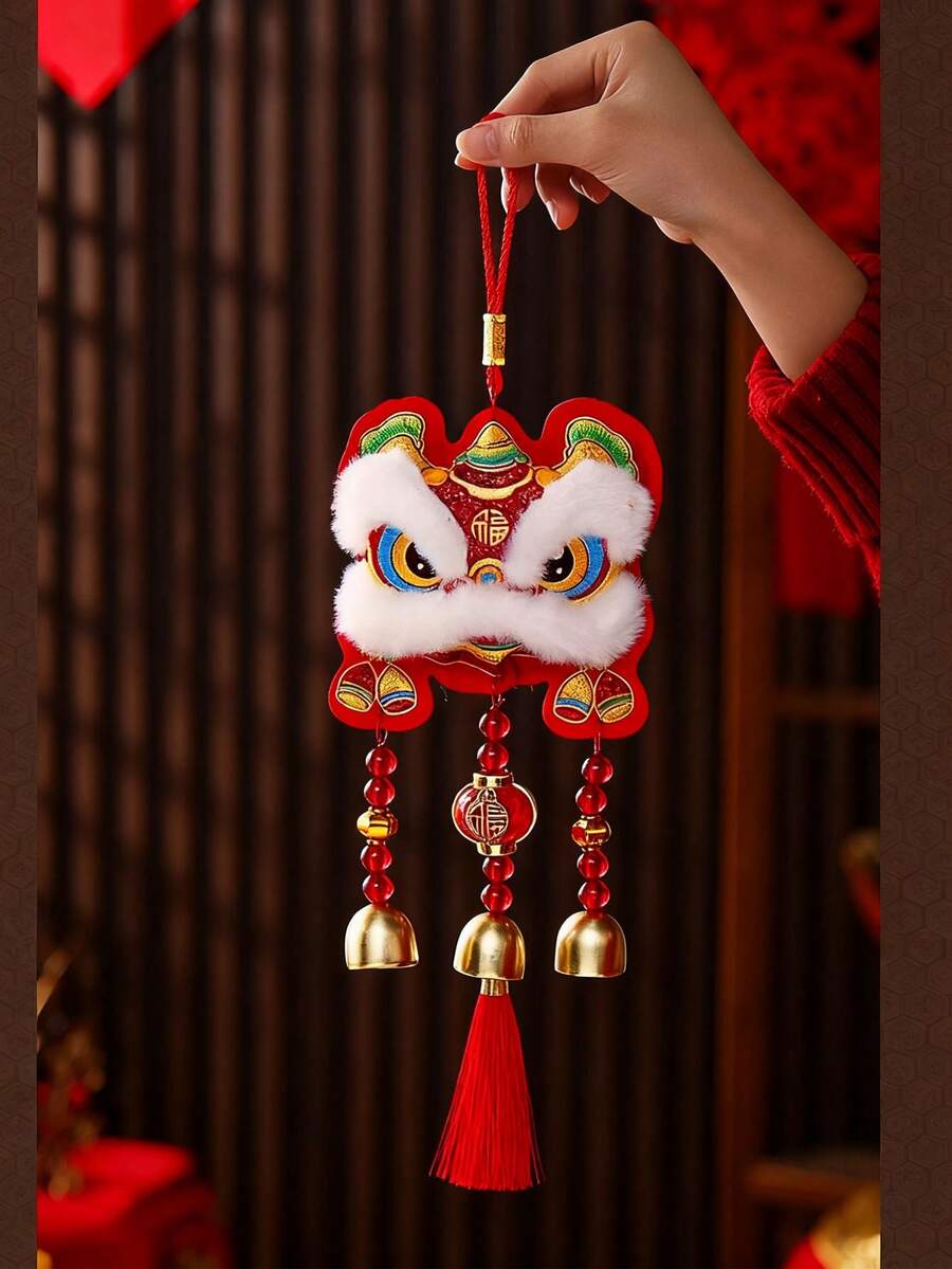 1 món đồ trang trí treo hình múa lân truyền thống Trung Quốc - Trang trí tường/chuông cửa lễ hội, lý tưởng cho lễ đón năm mới, trang trí phòng khách và vật dụng cần thiết trong nhà, trang trí tường mang đậm bản sắc văn hóa | Trang trí màu đỏ rực rỡ | Làm từ sợi polyester, trang trí theo phong cách Trung Quốc, trang trí năm mới 2026 - Nhiều màu - Xem 1