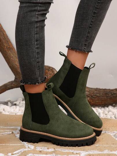 1 Pair Women's Fashionable Versatile Comfortable Solid Color Ankle Boots, Suitable For Outdoor, Party And Daily Wear
