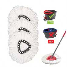 Spin Mop Head For O-Cedar Spin Mop Refill, EasyWring Spin Mop Microfiber Refill, Easy Cleaning Mop Head Replacement 3 Pack - 白色 - 查看 1
