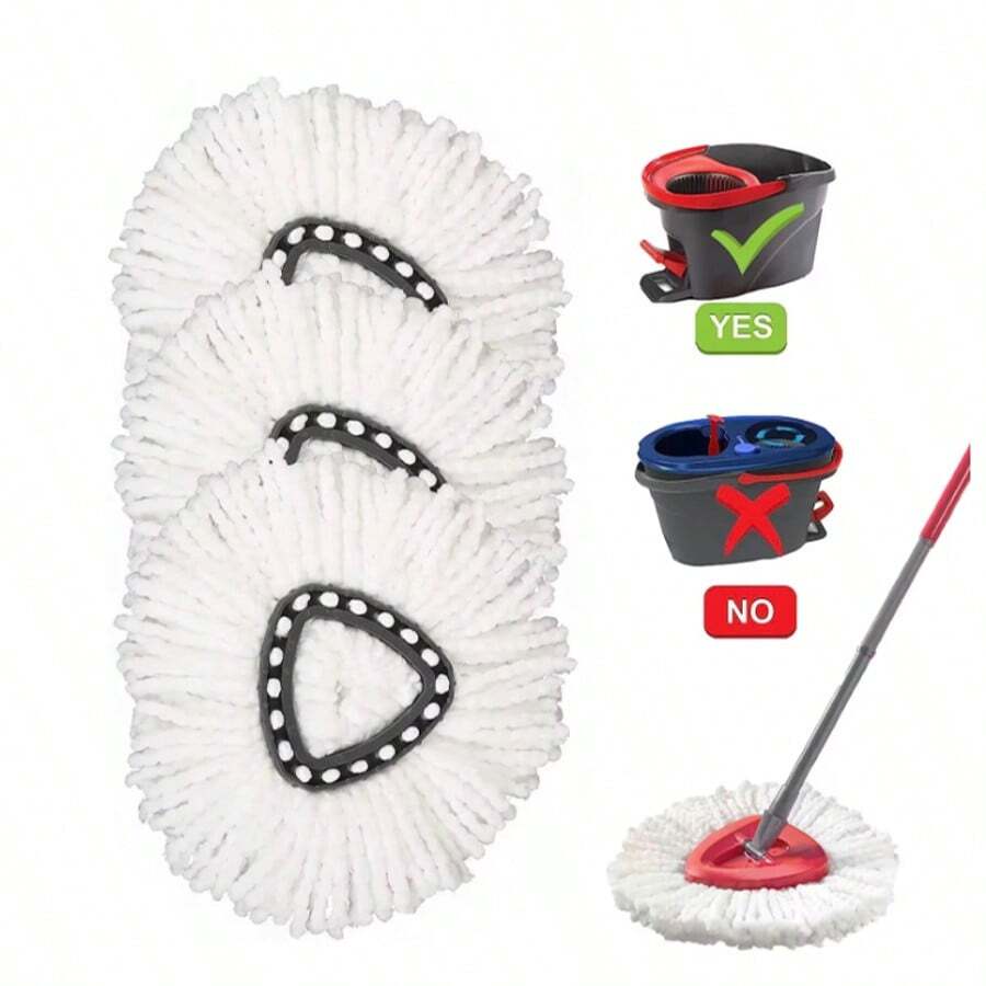 Spin Mop Head For O-Cedar Spin Mop Refill, EasyWring Spin Mop Microfiber Refill, Easy Cleaning Mop Head Replacement 3 Pack - 白色 - 查看 1