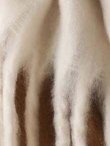 女士冬季围巾，黑色仿羊绒披肩，厚实保暖，女士时尚纯色流苏抓绒围巾，户外女士披肩，连衣裙配饰 - 白色 - 查看 3