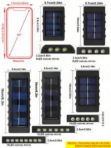 太阳能户外庭院灯、家用壁灯、墙壁装饰、上照灯和下照灯氛围壁灯、4/6/8/10/12/16 LED 凸壁灯，内置电池