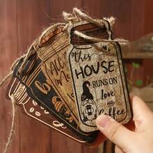 Revestimento de parede de madeira cor café (1/4 de peça), decoração de interiores, conjunto decorativo para canto de café, pendente decorativo - Multicolorido - Ver 7