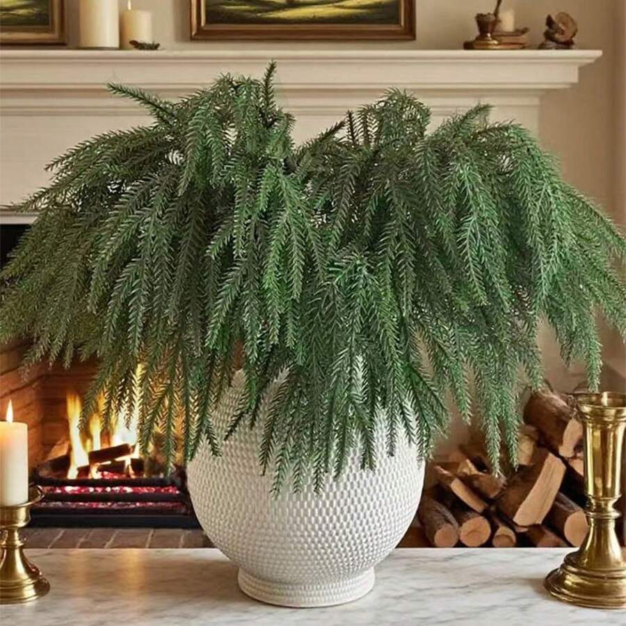 1/2/3 pièces Tiges de plantes artificielles vertes, décoration pour salon, chambre à coucher, mariage, fête, remplissage de bureau. Décoration pour la maison, le bureau, la cuisine, le mariage, la table, les centres de table, le bureau, le jardin, l'extérieur, la maison, le patio, le printemps, l'été, l'automne et l'hiver. Décorations de Noël pour la décoration de la maison et de la pièce