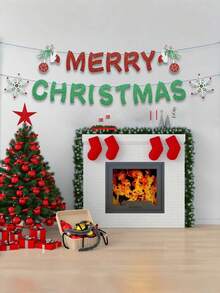 Ensemble de décorations de Noël, bannière murale avec lettres de Noël, flocons de neige et drapeaux. Décoration créative pour l'ambiance festive de Noël