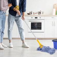 2-Pack Heavy Duty Loop-End String Mop Heads – Industrial & Commercial Grade Replacement Mop Refills For Wet Cleaning (Blue) - 17盎司 2包裝 - 查看 5