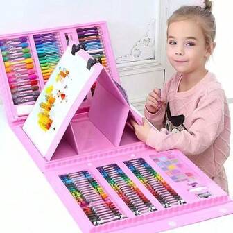 208-Piece Kids Art Set With Markers, Color Pencils, Crayons & Paint Box – Back To School Supplies, Birthday Gift For Preschool & Elementary Students (Packaging Pattern And Internal Components Colors Are Random)