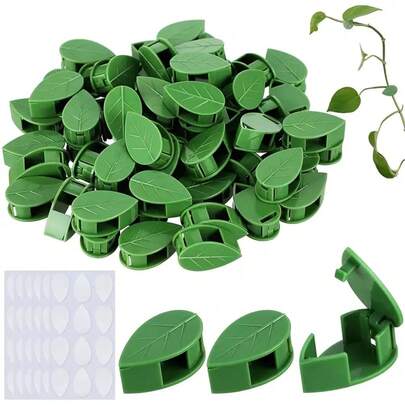 5/15/30/50 piezas, Clips de fijación para plantas trepadoras, soporte invisible para enredaderas con 36 piezas de adhesivos para decoraciones de jardín interiores y exteriores (hoja verde)