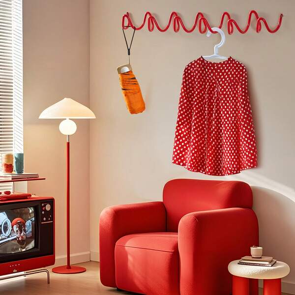 1 peça de gancho ondulado para casacos e cachecóis, estilo nórdico, com 3/4/5/6 ganchos, multicolorido, primorosamente trabalhado, combinando perfeitamente armazenamento e estética. Seu estilo minimalista o torna adequado para organização familiar, decoração de hotéis, exposição de lojas de roupas e presentes.