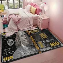 1 pieza Alfombra decorativa de piso con estampado de dólar divertido, alfombra de baño absorbente antideslizante y lavable, negra, suave y cómoda, alfombra de bienvenida rectangular, accesorios de baño, decoración del hogar, decoración de la habitación, decoración navideña