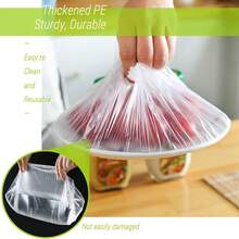 100 szt. jednorazowej folii spożywczej z tworzywa sztucznego – zwijana, przezroczysta folia kuchenna, odpowiednia do misek, talerzy, owoców i warzyw – pyłoszczelna, łatwa w użyciu, folia kuchenna, pokrywka do talerzy, przezroczysta folia spożywcza, materiały