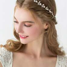 1 pieza Diadema con brillantes de rhinestone, diadema nupcial con organza para mujeres, tocado para fiesta de boda