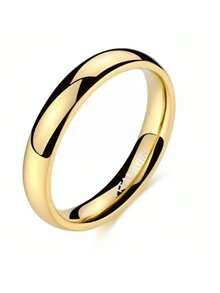 6 毫米宽镀钛戒指 - 金色，现代简约风格，耐用珠宝，适合婚礼、情人节、毕业典礼、周年纪念日、男女通用，采用优质仿宝石精制而成，时尚配饰，情侣戒指
