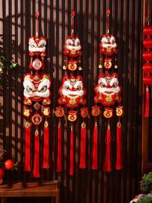 1 món đồ trang trí treo hình múa lân truyền thống Trung Quốc - Trang trí tường/chuông cửa lễ hội, lý tưởng cho lễ đón năm mới, trang trí phòng khách và vật dụng cần thiết trong nhà, trang trí tường mang đậm bản sắc văn hóa | Trang trí màu đỏ rực rỡ | Làm từ sợi polyester, trang trí theo phong cách Trung Quốc, trang trí năm mới 2026 - Nhiều màu - Xem 5