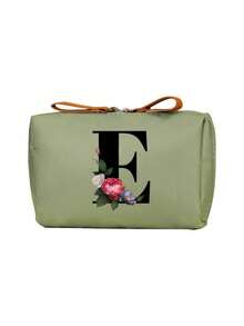 Geantă cosmetică elegantă cu monogramă, geantă de toaletă portabilă pentru femei, geantă de ruj, portofel pentru monede, geantă de depozitare pliabilă ușoară, geantă cosmetică, geantă de călătorie, geantă de depozitare portabilă, capacitate mare, cu mâner, multifuncțională, poliester durabil cu închidere cu fermoar, lavabilă la mașină, potrivită pentru naveta zilnică, călătorii de afaceri, vacanțe, poate fi oferită prietenilor, membrilor familiei ca un cadou grijuliu, cadouri de Crăciun, Halloween.