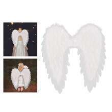 6 件天使翅膀和光环头带，带魔杖天使角色扮演女孩万圣节服装派对用品，黑白