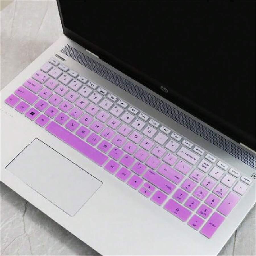 For HP Star Series 15 Inch Laptop Keyboard Keyboard Case Silicone Waterproof Keyboard Cover Playful Keyboard Cover, Soft Silicone Material, Laptop Accessory | Playful Design | Durable Keyboard Case, Laptop Keyboard Case - Gradient tím - Xem 1